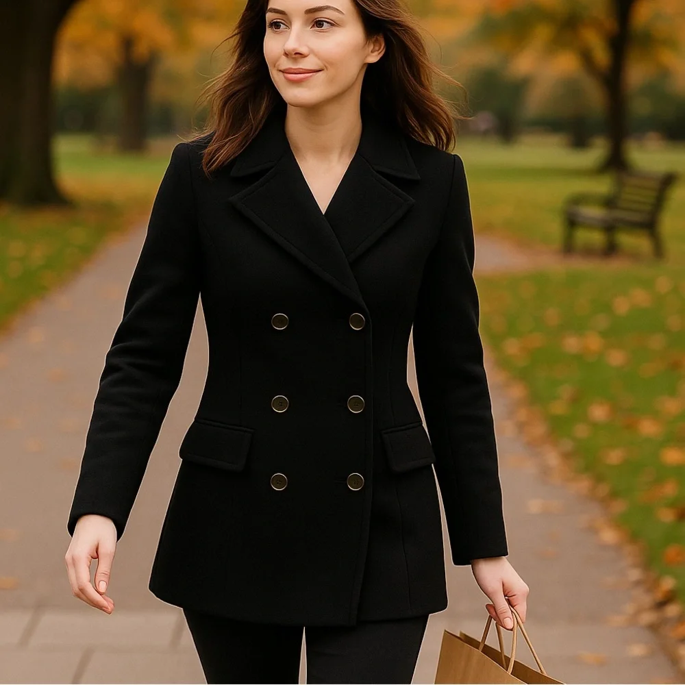 Robert Phillipe New York Quilted Wool-Blend Coat | Double-Breasted | Size M